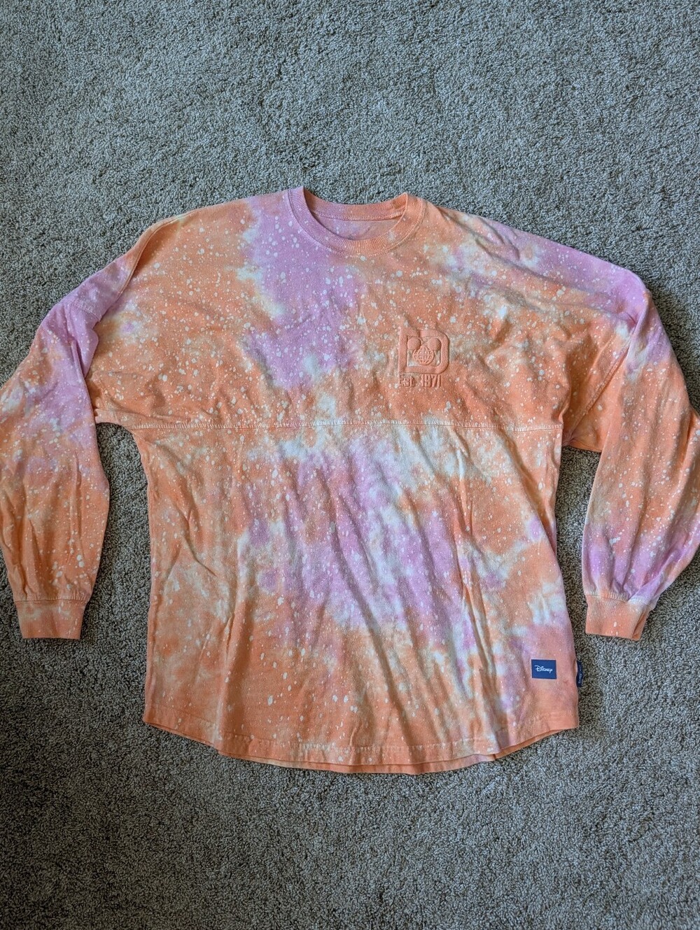 SOFT Walt Disney World Spirit Jersey Adult Medium Orange Pink Tie Dye Mickey